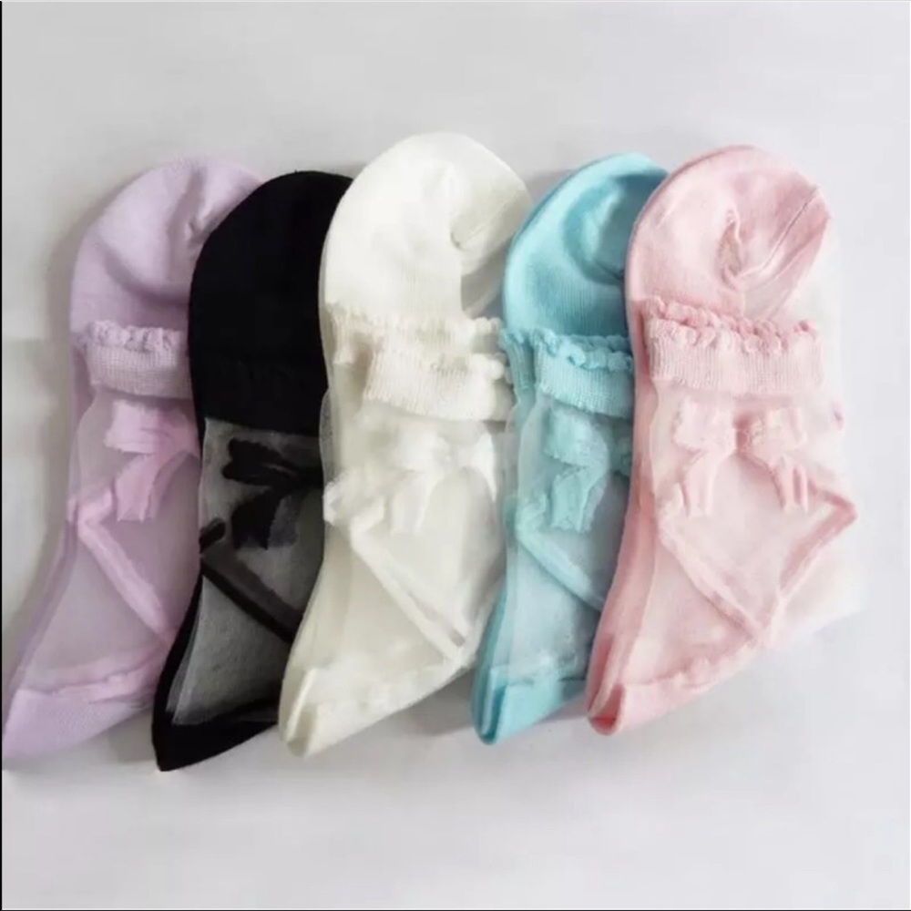 Ankle socks sheer pastel bow corset ballet gothic Lolita doll babydoll sexy new - Picture 3 of 3